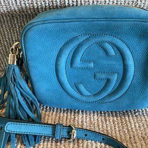 Authentic Gucci Soho Crossbody Beautiful Blue Teal Leather